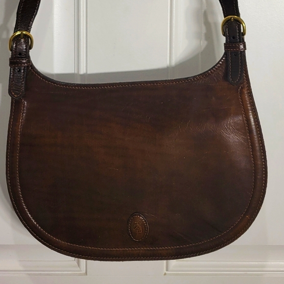 MENS/ Unisex Rare Vintage Roberta Borrelli Roma Burnished Leather Crossbody Bag - Picture 1 of 9
